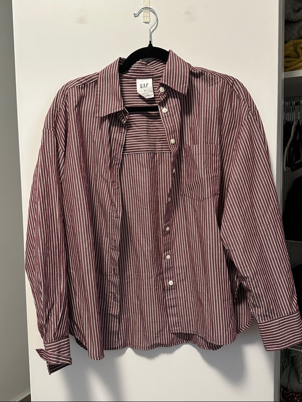 GAP Burgundy Striped Button-Up Shirt